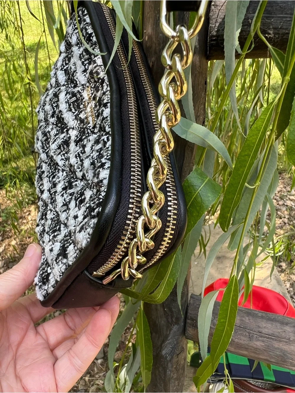 kate spade Black & White Tweed Crossbody Bag
